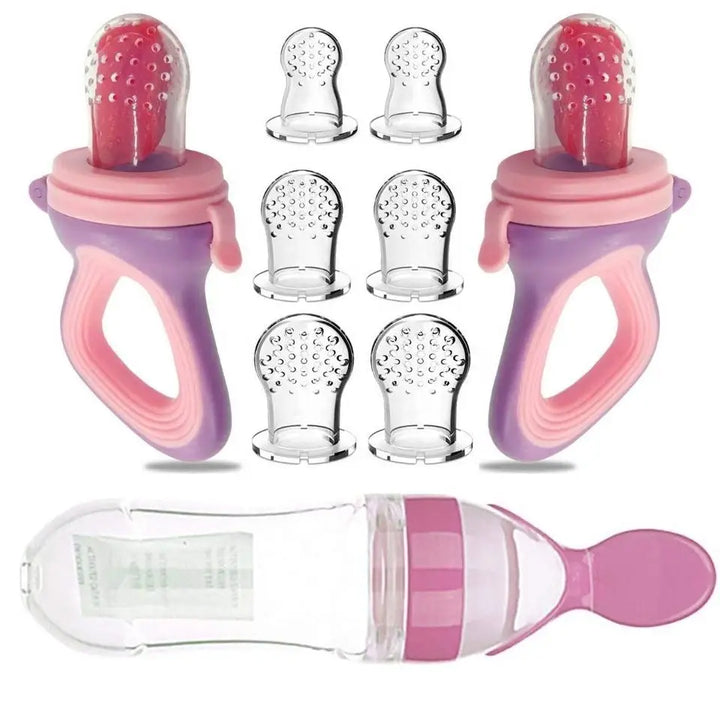 Silicone Baby Food Feeder with Squeeze Bottle & Spoon