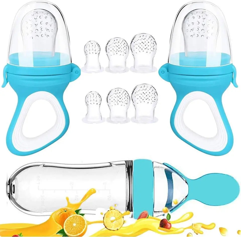 Silicone Baby Food Feeder with Squeeze Bottle & Spoon