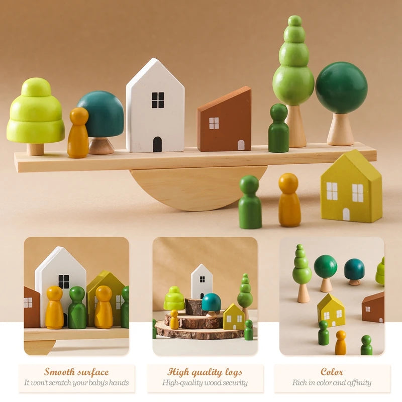 Montessori Wooden Stacking Forest Blocks