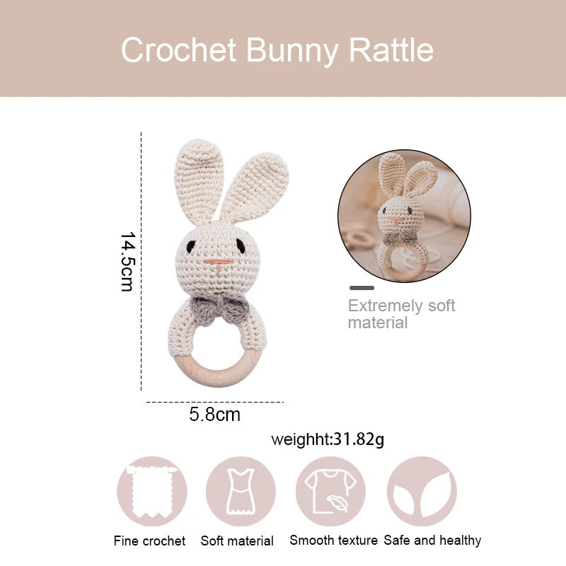 Baby Crochet Wooden Rattle & Teether